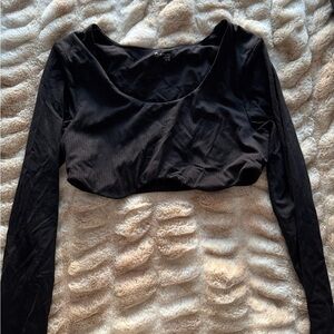 Aerie Black Long Sleeve Crop Top
